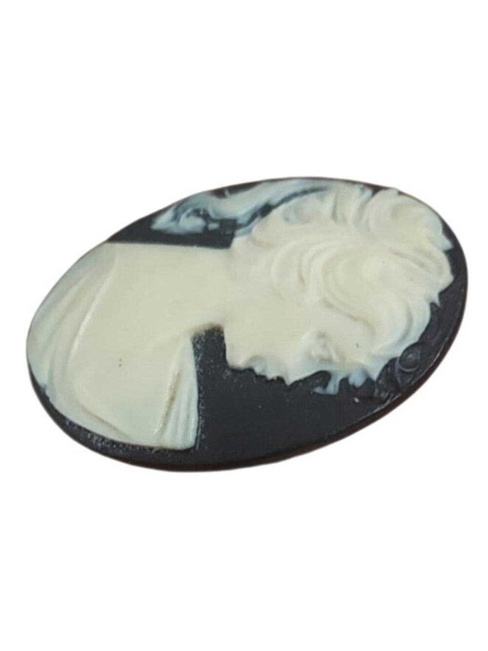 Cameo Brooch Pin Roman Lady Resin Black Cream Traditional Victorian Vintage - Picture 2 of 8